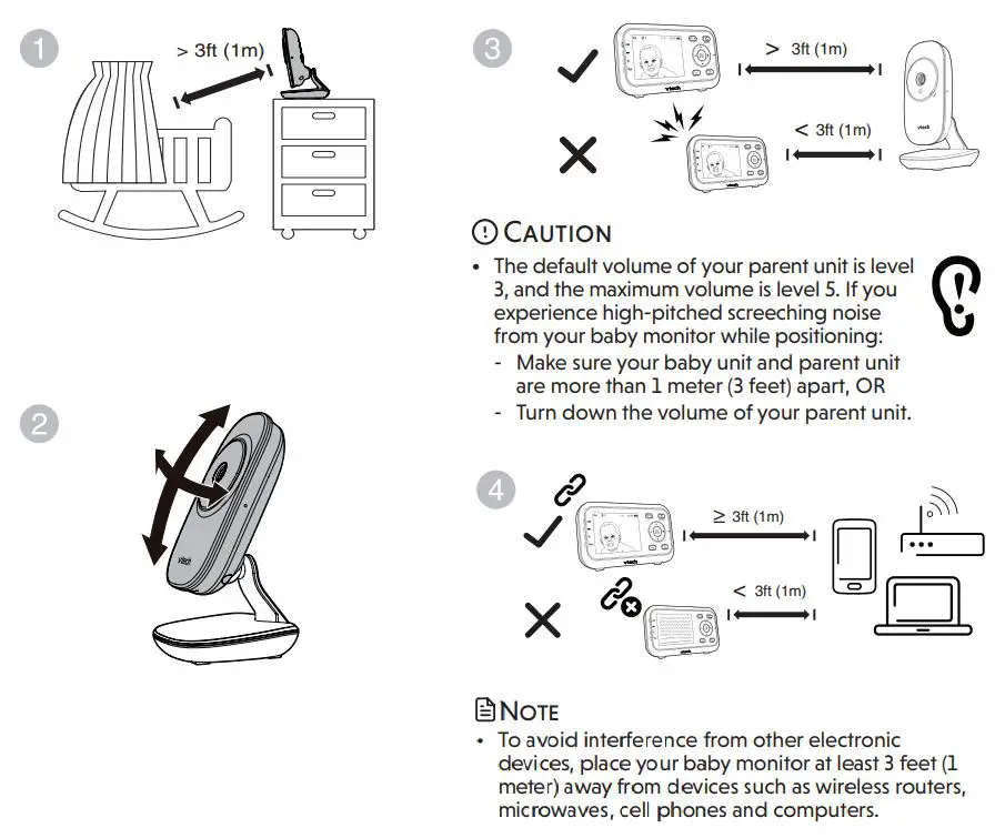 vtech VM3252 Video Monitor User Guide - Positioning the baby monitor