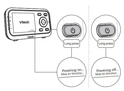 vtech VM3252 Video Monitor User Guide - Press and hold to power on or off