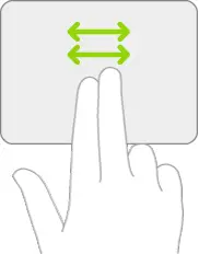An illustration symbolizing the gestures on a trackpad for scrolling left and right.