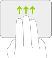 An illustration symbolizing the gesture on a trackpad for returning to the Home Screen.