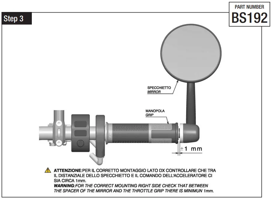 rizoma MI BS192 02 Mirror End Mount Right Universal-fig6