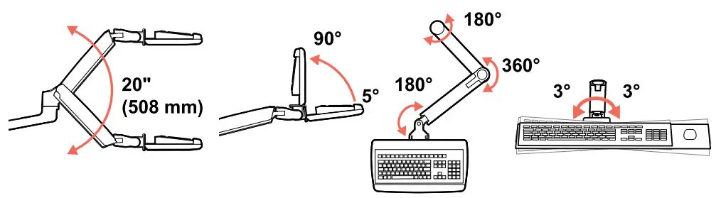 ergotron LX Sit Stand Wall Keyboard Arm - Fig 28