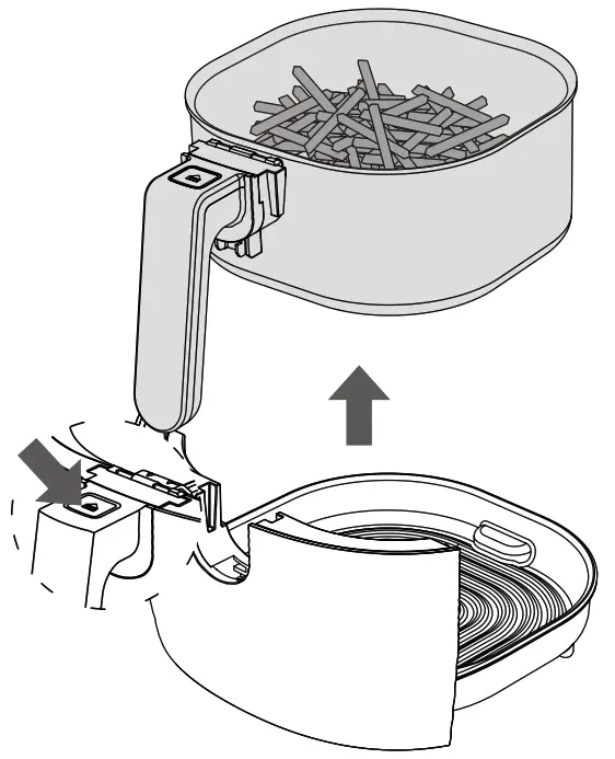deco chef DCDCDAIR05 Air Fryer - basket release button