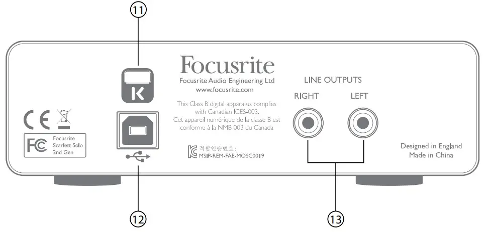 Focusrite Scarlett Solo - Back Panel