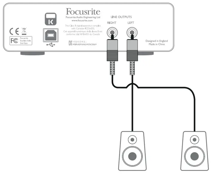 Focusrite Scarlett Solo - Connecting active speakers
