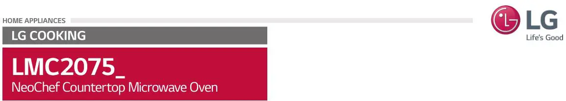 LG LMC2075 NeoChef Countertop Microwave Oven Specifications Manual