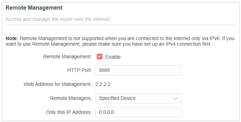 MERCUSYS MW301R 300Mbps Wireless N Router User Guide - Allow a specific device to manage the router remotely