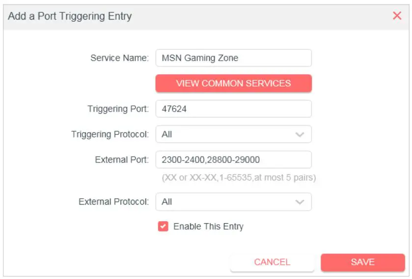 MERCUSYS MW301R 300Mbps Wireless N Router User Guide - Click VIEW COMMON SERVICES