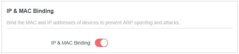 MERCUSYS MW301R 300Mbps Wireless N Router User Guide - Enable IP & MAC Binding and click SAVE