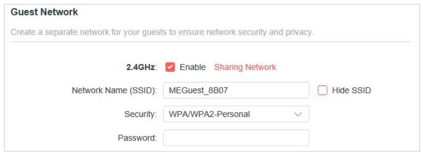 MERCUSYS MW301R 300Mbps Wireless N Router User Guide - Enable the Guest Network function
