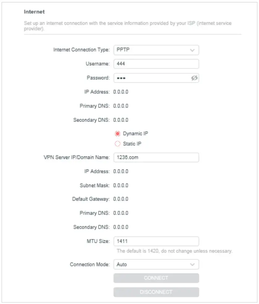 MERCUSYS MW301R 300Mbps Wireless N Router User Guide - PPTP