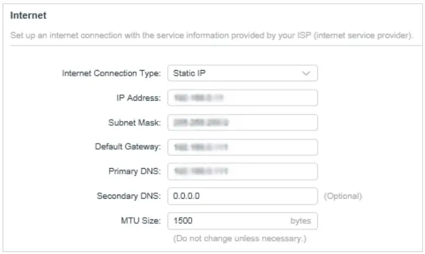 MERCUSYS MW301R 300Mbps Wireless N Router User Guide - Static IP