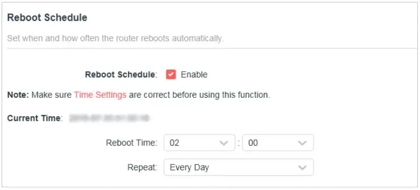 MERCUSYS MW301R 300Mbps Wireless N Router User Guide - To set the router to reboot regularly