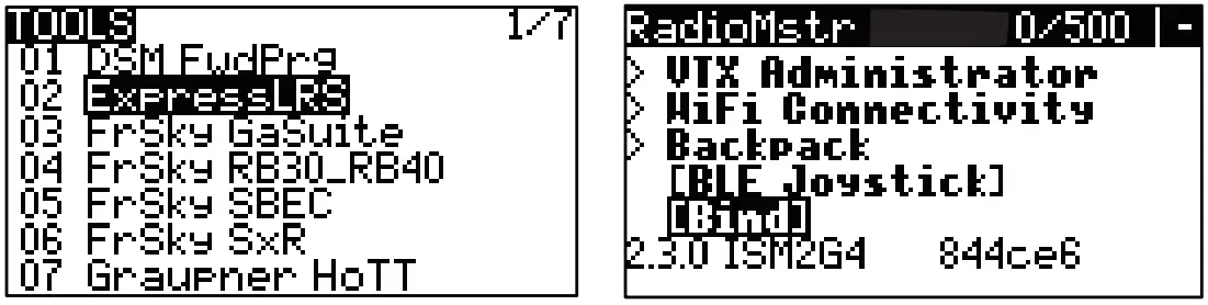 Model selection and protocol selection (ELRS version)