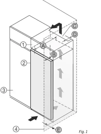 FIG 21 Fitting the appliance into the kitchen unit