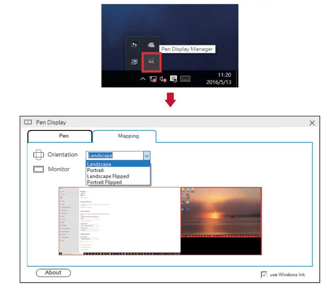 ViewSonic PD2211 22 Inch Digital Pen Display - Handwriting area mapping