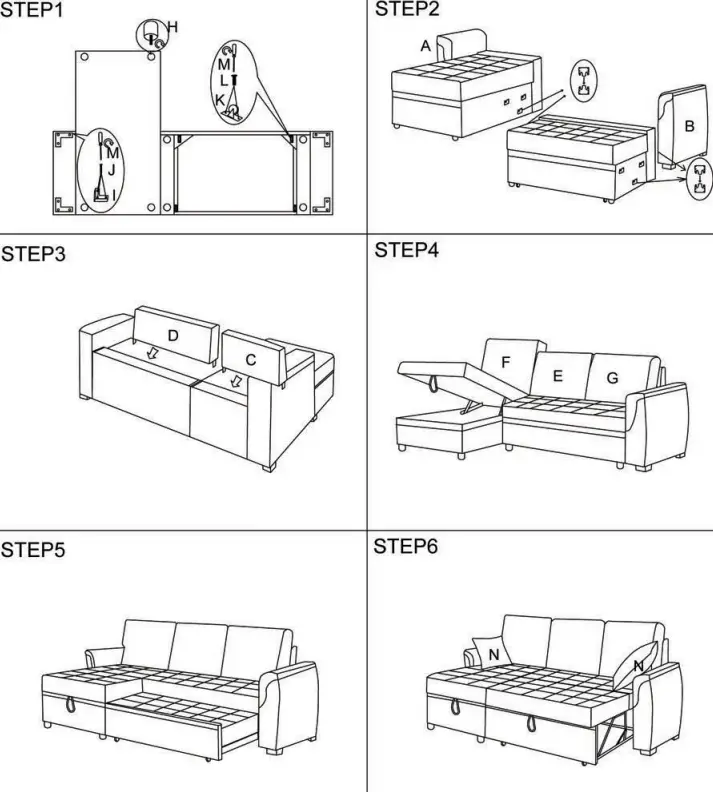 ZACHVO HD2049LGDM Light Gray Polyester Reversible Sleeper Sofa 2