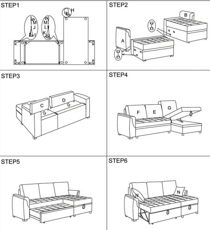 ZACHVO HD2049LGDM Light Gray Polyester Reversible Sleeper Sofa 4