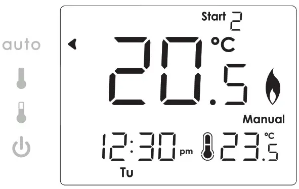 NEOMITIS RTE7SD Mains Powered Digital 7 Day Programmable Room Thermostat - MANUAL A TEMPORARY CHANGE 1