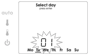 NEOMITIS RTE7SD Mains Powered Digital 7 Day Programmable Room Thermostat - PROGRAMMING 6