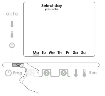 NEOMITIS RTE7SD Mains Powered Digital 7 Day Programmable Room Thermostat - SET THE PROGRAM DAY 1