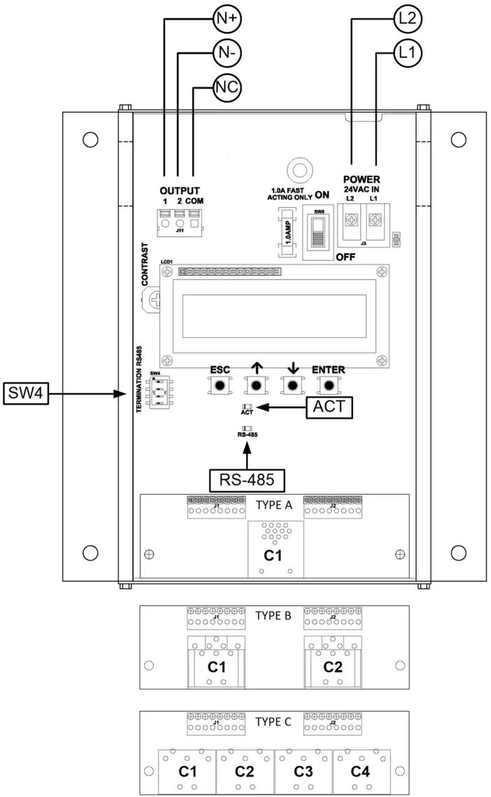 EBTRON HTN104 B Thermal Dispersion Airflow Transmitter - Dimension
