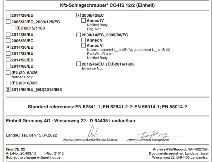 Einhell-CC-HS-12-2-Car-Hammer-Screwdriver-Instruction-FIG-5