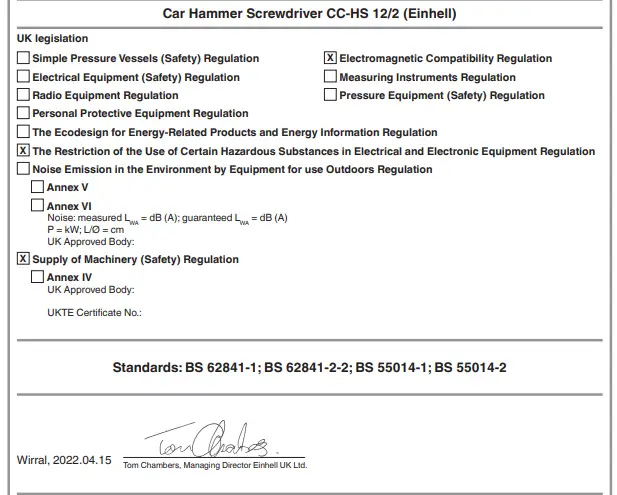 Einhell-CC-HS-12-2-Car-Hammer-Screwdriver-Instruction-FIG-6
