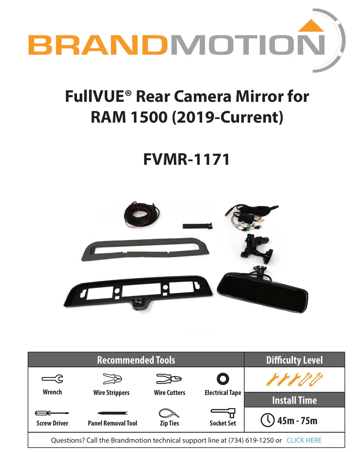 BRANDMOTION FVMR-1171 FullVUE Rear Camera Mirror for RAM 1500 Instruction Manual
