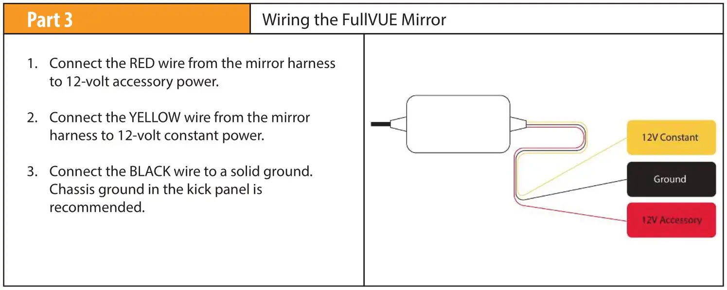 BRANDMOTION FVMR-1171 FullVUE Rear Camera Mirror for RAM 1500 - Wiring the FullVUE Mirror