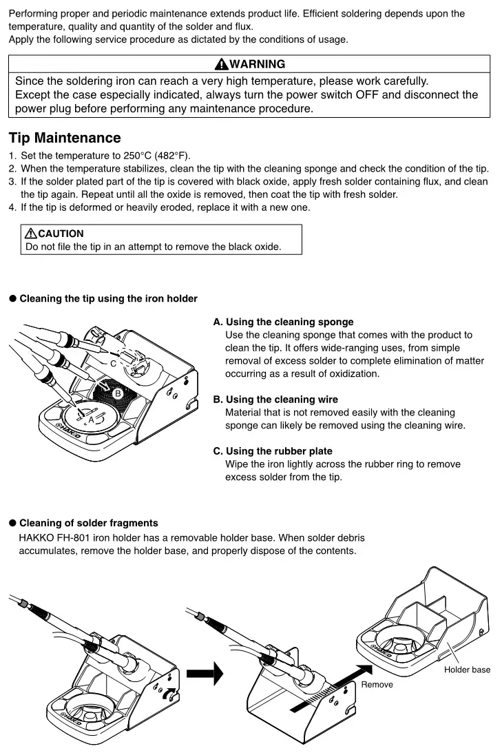 Hakko Soldering Station HAKKO FX-889 - Maintenance