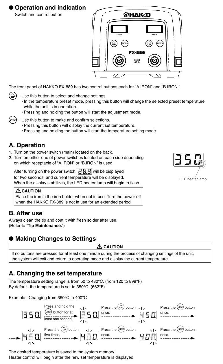 Hakko Soldering Station HAKKO FX-889 - Operation