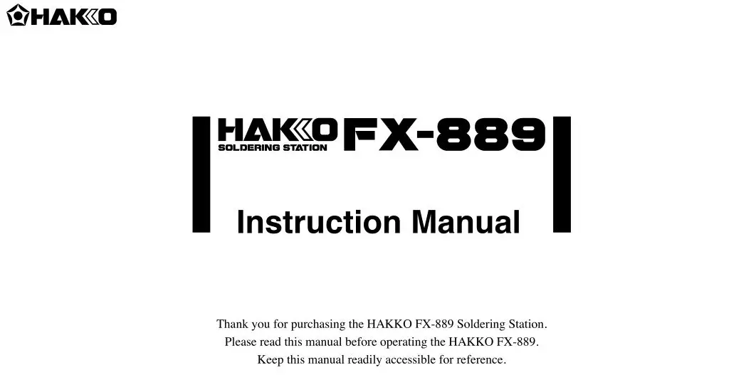 Hakko Soldering Station HAKKO FX-889 User Manual