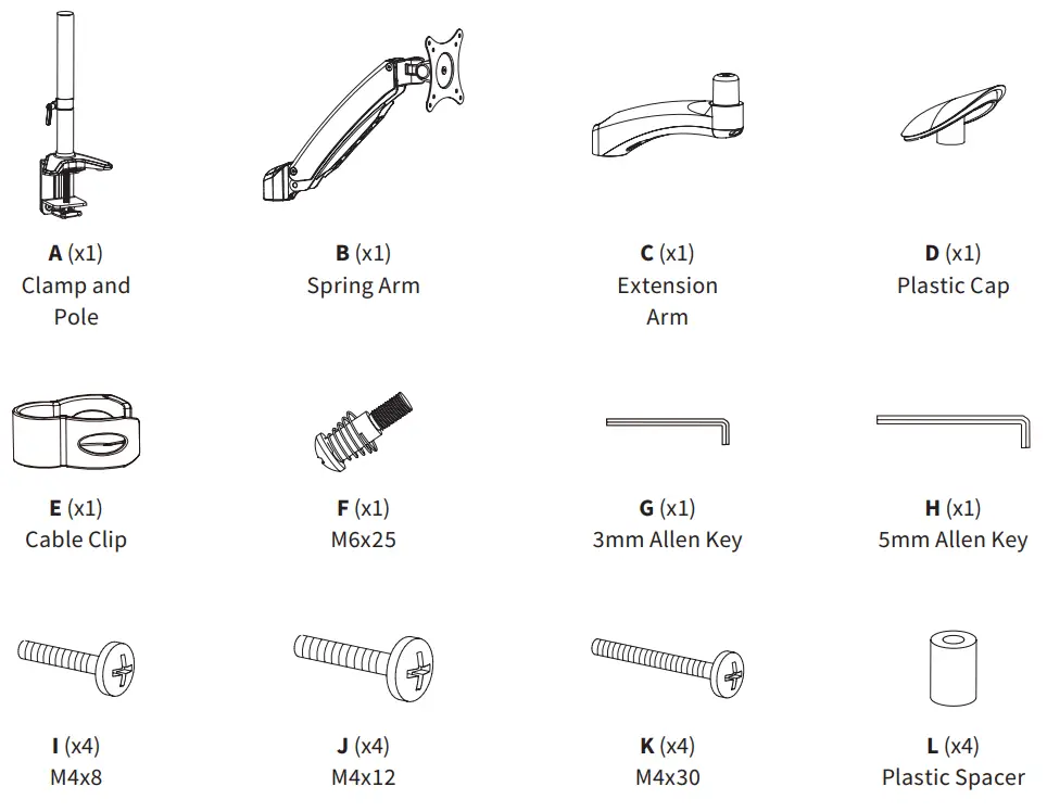 VIVO V001JB Pneumatic Arm Single Monitor Desk -fig