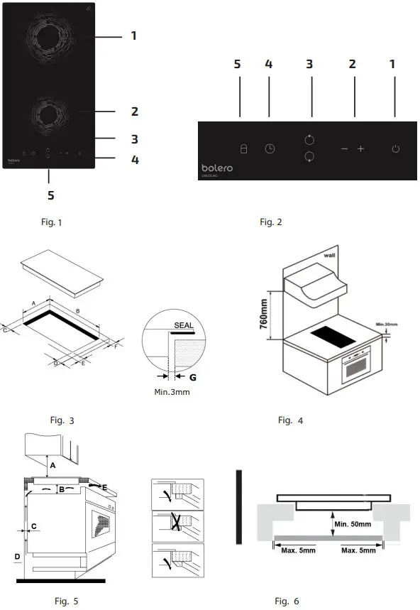 bolero SQUAD 2000 Induction Hob with 2 Burners - FIGURE 1