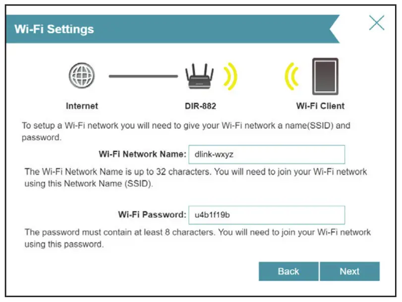 EXO D-Link AC2600 MU-MIMO Wi-Fi Router - Create a name and password