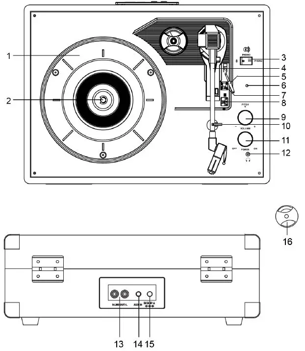 CROSLEY CR8005F-BK Cruiser Plus 2-Way Bluetooth Record Player FIG 1