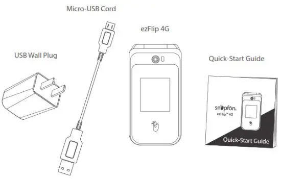 snapfon ezFlip 4G Touch Screen Big Button Flip Phone - the box