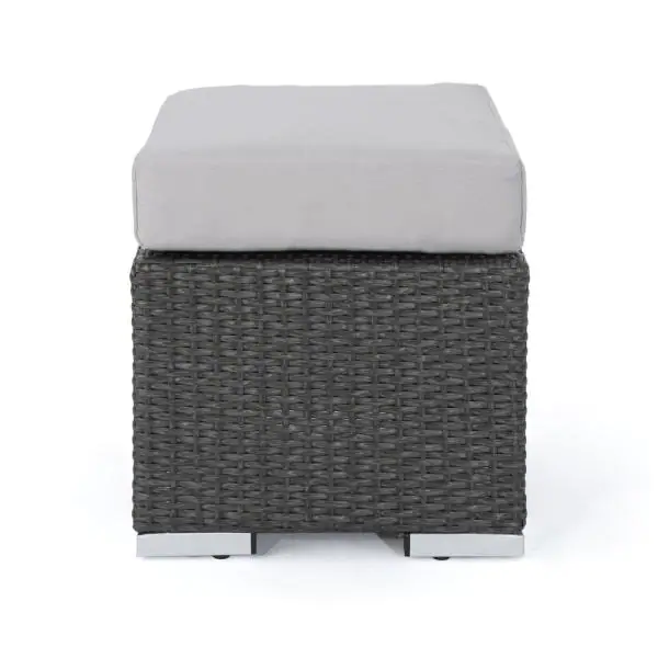 Noble-House-Pueblo-Wicker-Outdoor-Ottoman-with-Dark-Gray-Cushion