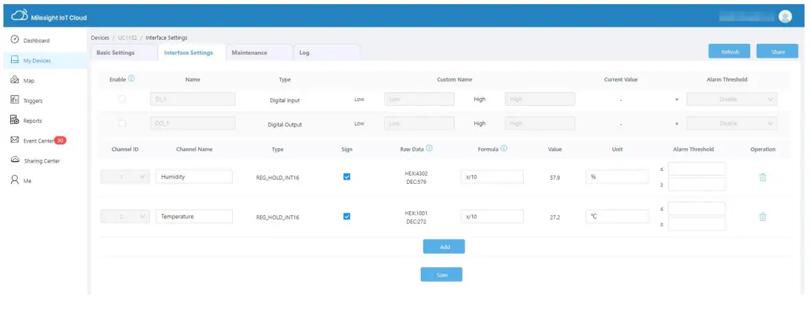 Milesight UC11 Series LoRaWAN Controller - APP