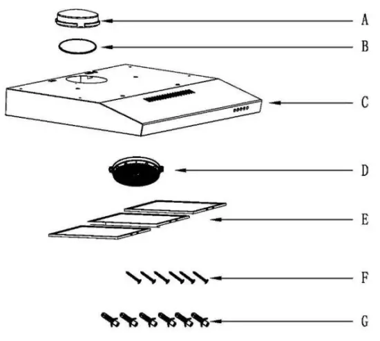 CIARRA CAS75918A Ductless Range Hood 30 inch Under Cabinet Hood - Components