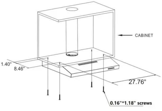 CIARRA CAS75918A Ductless Range Hood 30 inch Under Cabinet Hood - ventilation port