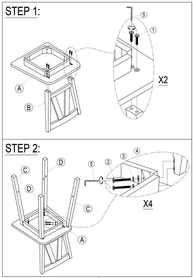 POLIBI 3 Piece Distressed White Farmhouse Counter Height Dining Table Set - figure 11