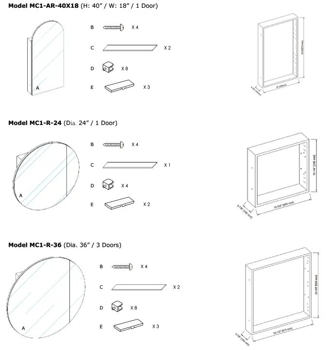 Glass Warehouse Orsa MC1 R 24 Mirror Cabinet - FIG