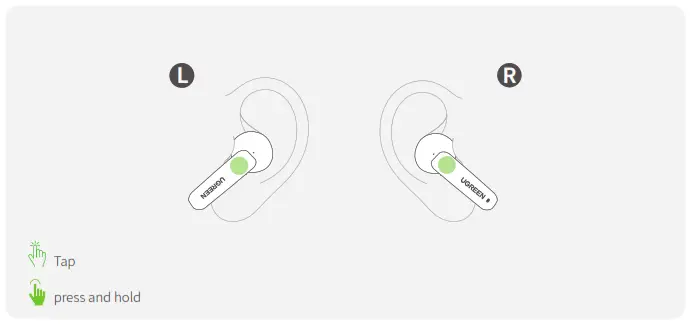 UGREEN HiTune T3 Active Noise Cancelling Wireless Earbuds - Music Control