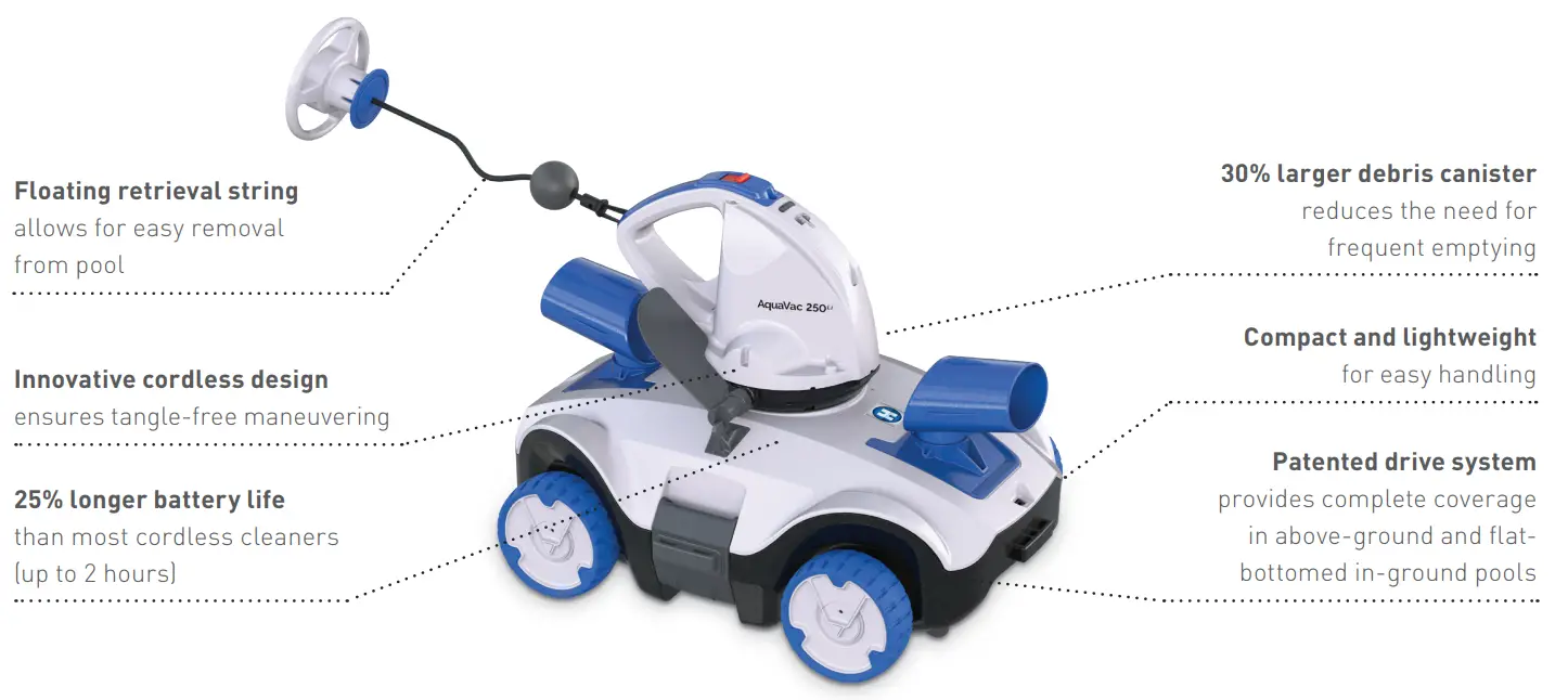 HAYWARD W3RCH200CU AquaVac 250Li Cordless Robotic Pool Clean -