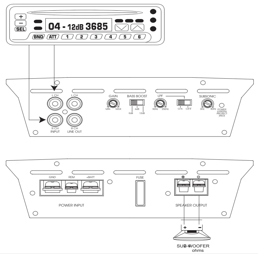 Lanzar HTG138 Monoblock Mosfet Amplifier -System Diagrams