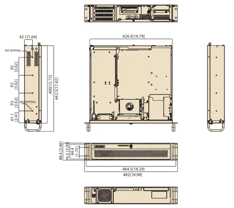 ADVANTECH ACP-2020 2U Rackmount Short Depth Chassis - Dimensions