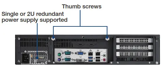 ADVANTECH ACP-2020 2U Rackmount Short Depth Chassis - Rear View