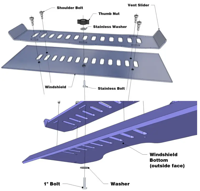FALCON RIDGE PO-RANGER400-WD05 2010 Polaris Ranger 400-500 Aero-VentLexan Windshield - 1